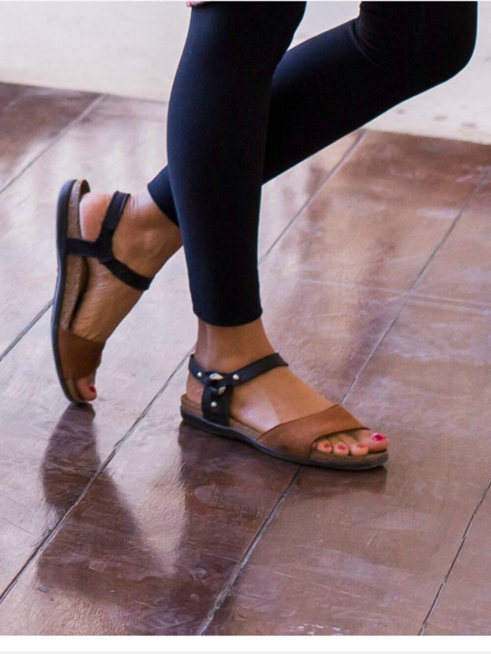 Naot Sabrina Brown Suede Black Slingback Leather Sandals EU 40/ US 9